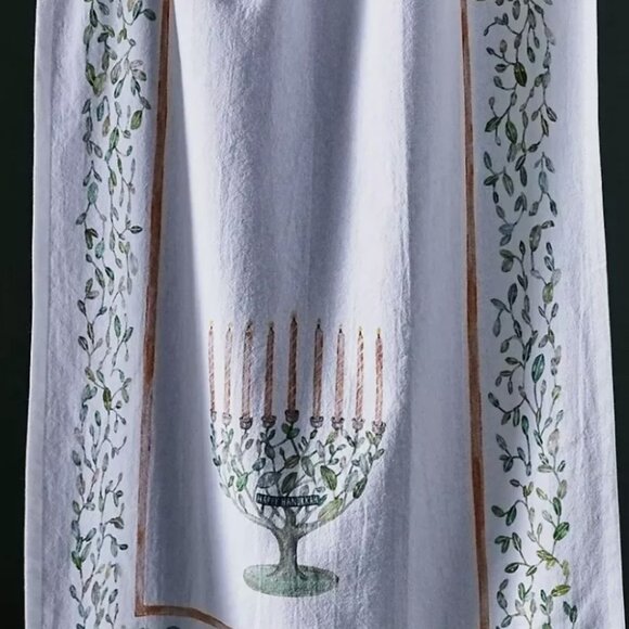 ANTHROPOLGIE Brand New! Menorah Dish Towel- Set of 2 Matching towels! - Picture 1 of 3